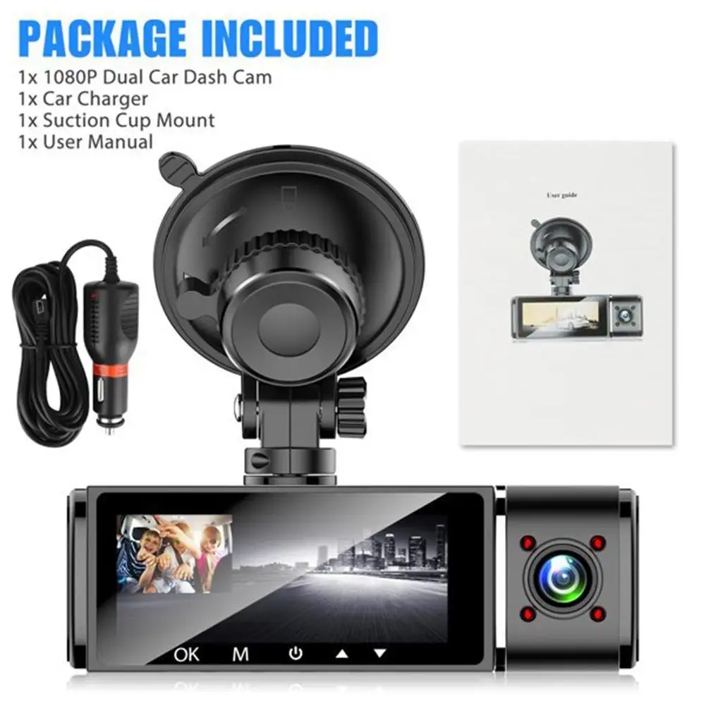 Dual Camera Car Dash Cam Driving Recorder Full HD 1080P Video Front and Inside Cabin for Uber Taxi Drivers | Автомобили и