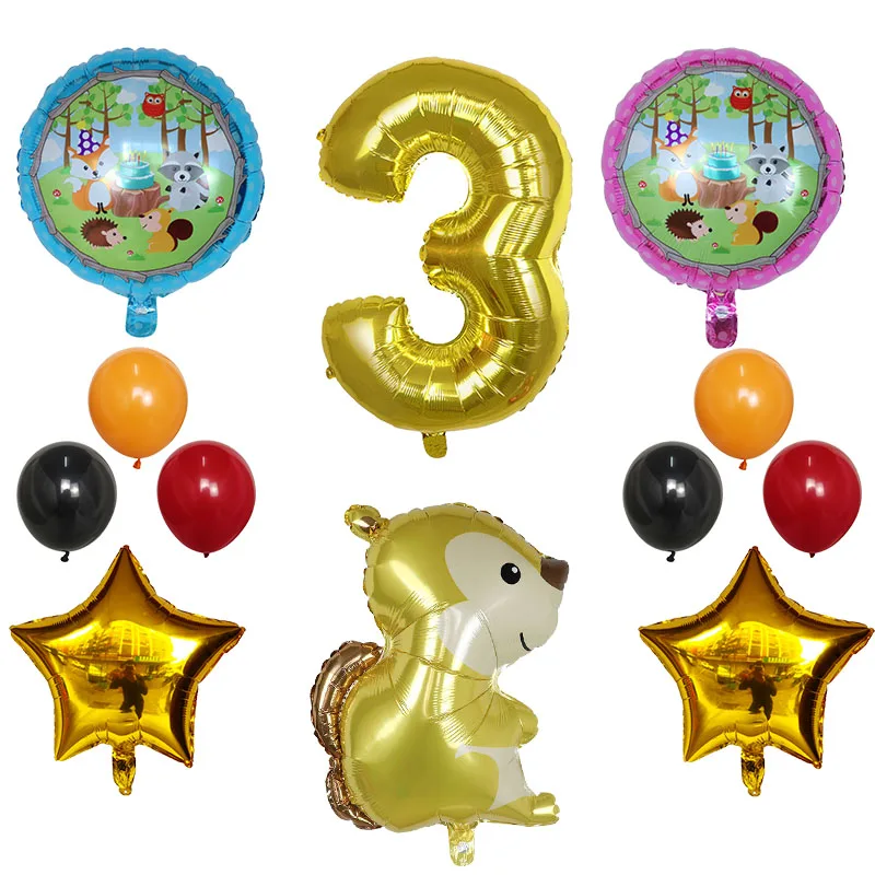 12 шт. воздушные шары в виде джунглей Ежика лисы белки Мультяшные животные 30 дюймов фольгированные шары с цифрами декор для дня рождения Детские игрушки для душа
