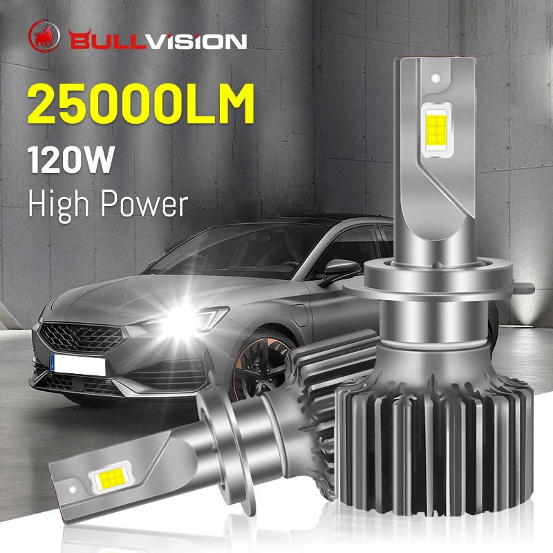 Светодиодные фары H7 25000LM H4 H11 9005 9006 HB3 HB4 H8 H9 120W высокая мощность 6000K CSP чипы медная