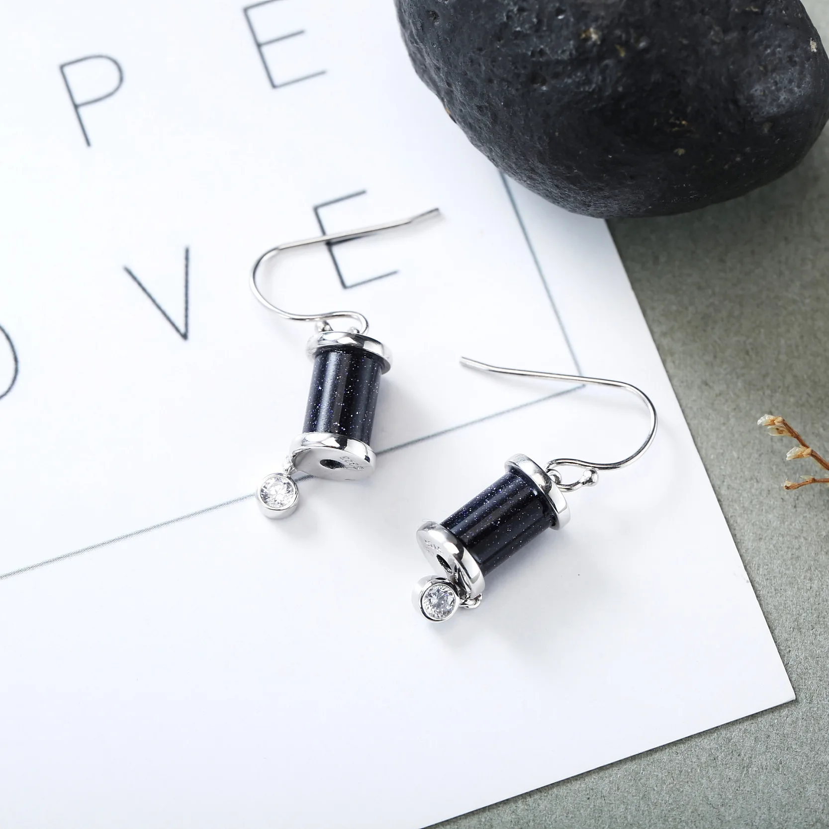 Wong Rain Romantic 925 Sterling Silver Natural Blue Sand Aventurine Gemstone Drop Dangle Hook Earrings Fine Jewelry Wholesale