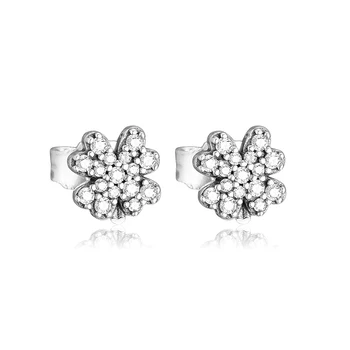 

Earrings for women Lucky Four-Leaf Clover Stud Earring Pendientes Kolczyki Aretes de Mujer Brincos 925 Sterling Silver Jewelry