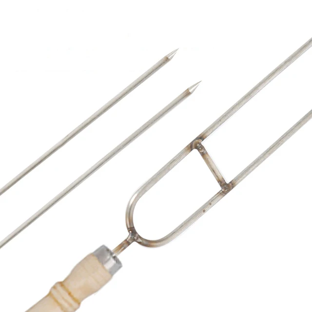 Deauy 6/10 Dcs Rozsdamentes Acél U Alakú Grillező Forrasztó Villa Tű Fa Fogantyú Nyárs Dupla Bbq Szerszámok - Image 4