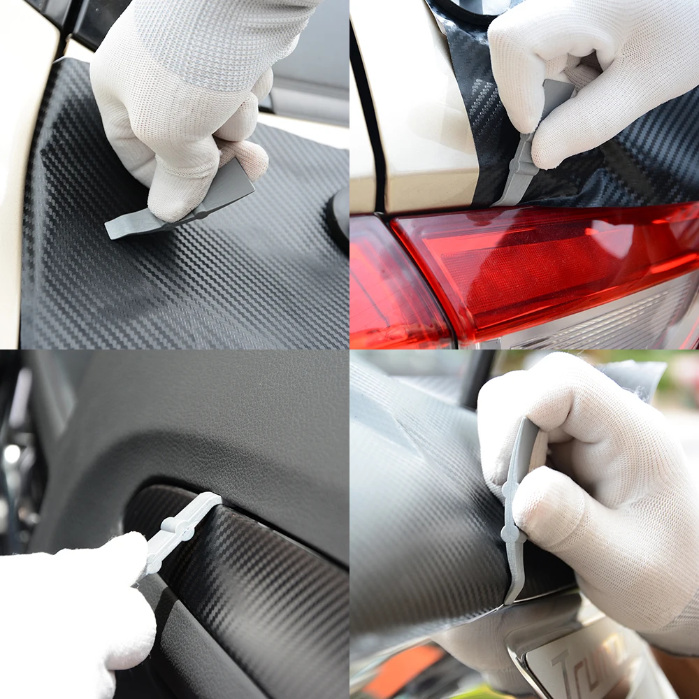 EHDIS 3pcs Carbon Fiber Vinyl Wrap Scraper Kit Window Tint Foil Film Install Squeegee Car Cleaning Sticker Remover Styling Tools