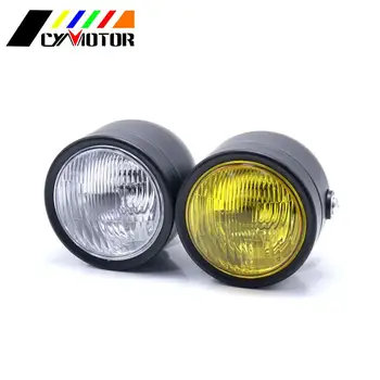 

Motorcycle Twin Front Headlight Head lamp For Harley Davidson Dual Sport Chopper Bobber Softail Bad Boy Honda Universal
