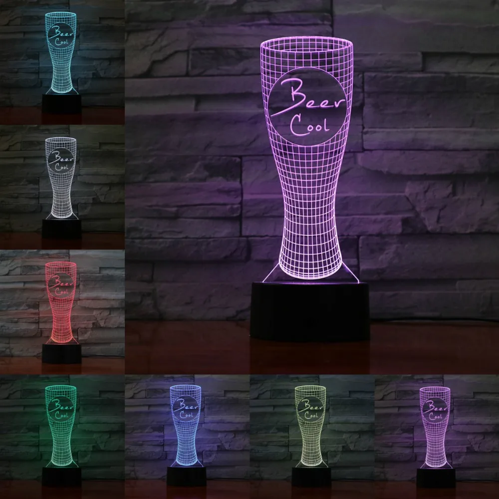 3D бутылка лампа Акриловая тарелка сенсорный беспроводной USB пивная ваза Can Bar Luminaria вечерние магазин украшение стола мальчики подарок на день рождения праздник