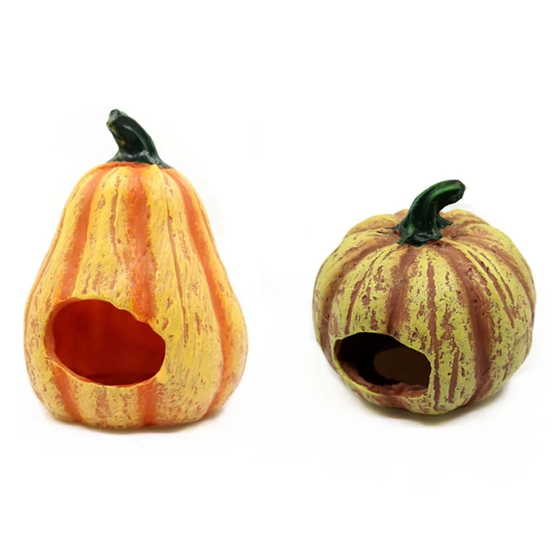 Resin Pumpkin Style Aquarium Fish Hiding House Ornament Fish Tank Shelter Cave Decoration For Fish Shrimp Turtle Hiding