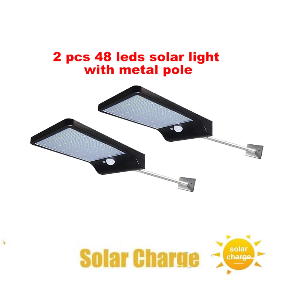 

2/4pcs Led Solar Light Waterproof Lighting for Outdoor Garden Lighting 48 leds Four Modes Rotable Pole Solar Lamp security garde