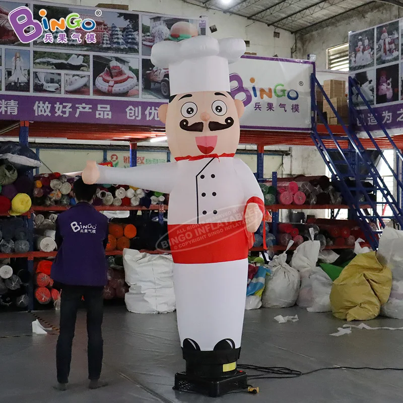 Customized 2.5mH Inflatable Chef Air Dancer For Restaurant Decoration / Waving-Hand Cook Sky Dancer Balloons - BG-D0100 5