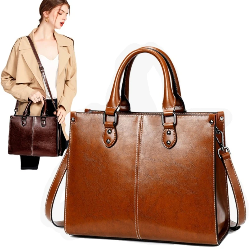 Ladies Oil Wax Stitching Leather Handbag Shoulder Messenger Bag Large Capacity Wild 4 Color | Багаж и сумки