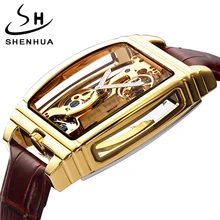 Прозрачные автоматические механические часы для мужчин стимпанк Скелет роскошный золотой циферблат турбийон самоветер мужские s часы Tourbillon часы