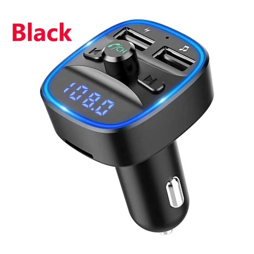Black Автомобильный комплект громкой связи, беспроводной Bluetooth 5,0, fm-передатчик, трансмиттер, FM, bluetooth voiture, ЖК MP3-плеер, USB зарядное устройство, 2.4A, автомобильный - Название цвета: Black