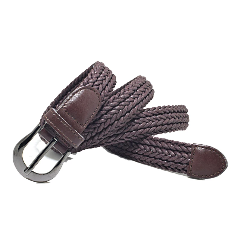 High Quality Cool Webbing Belts Leather Trim Ladies Elasticated Woven Braided Stretch Buckle Belt Waistband Waist Straps
