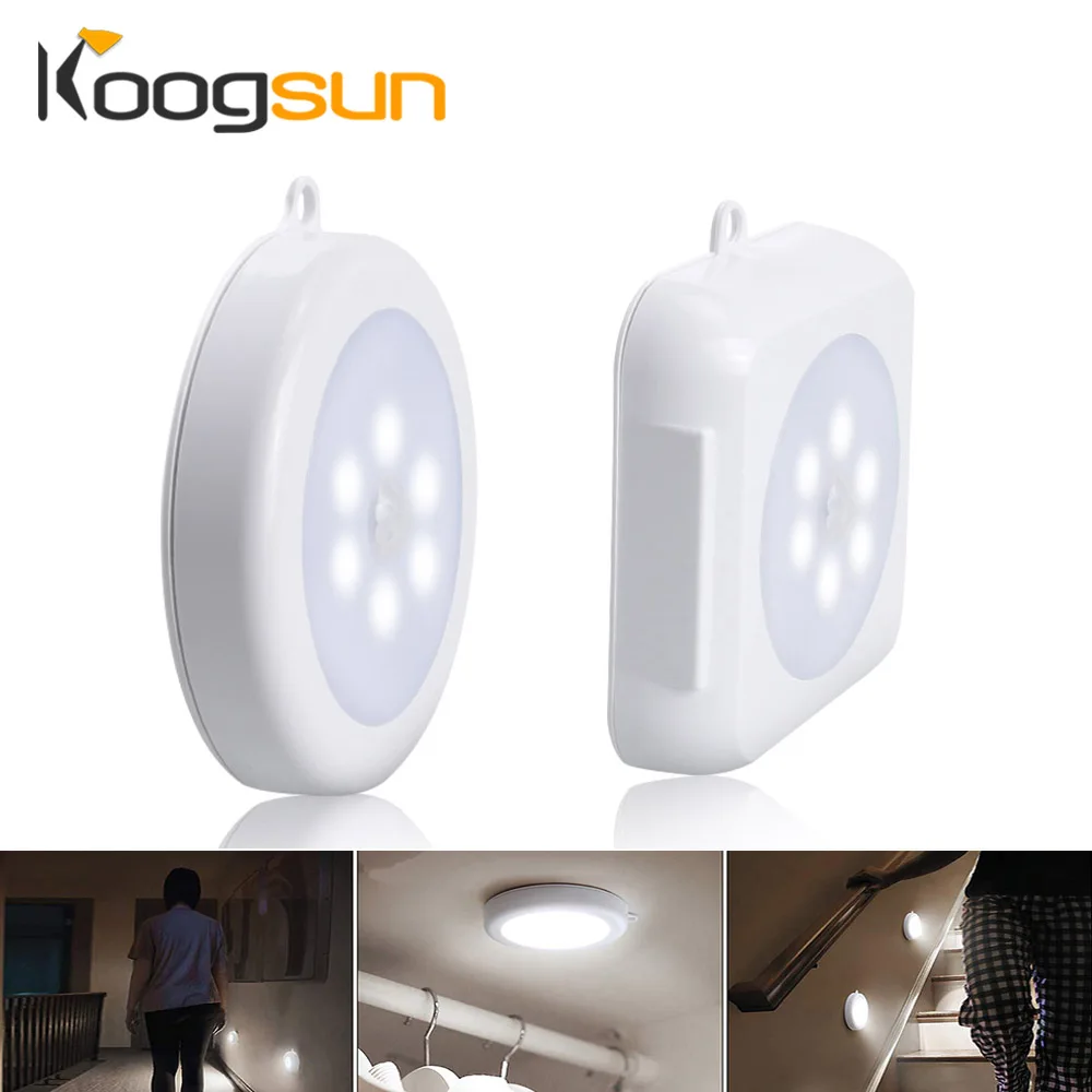 4pcs LED Night Light PIR Motion Sensor led Wall Lamp White or Warm Wireless Nightlight for Kids Bedroom Kitchen Corridor// | Лампы и