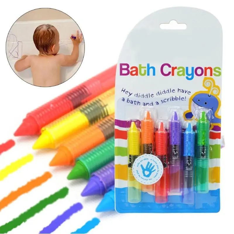 Bath Time Toy Crayons Pack of 6 Bathing Toy Kids Pen Set Multi-Coloured 