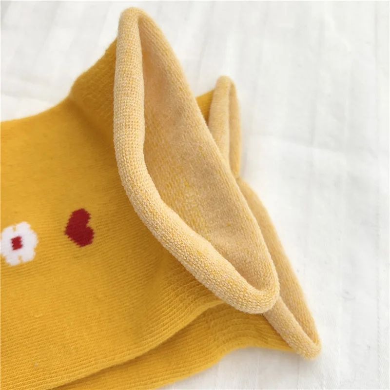 Чистый цвет любящее сердце с цветочным принтом носки осень зима для женщин хлопок Японский harajuku край носка дышащие впитывают пот