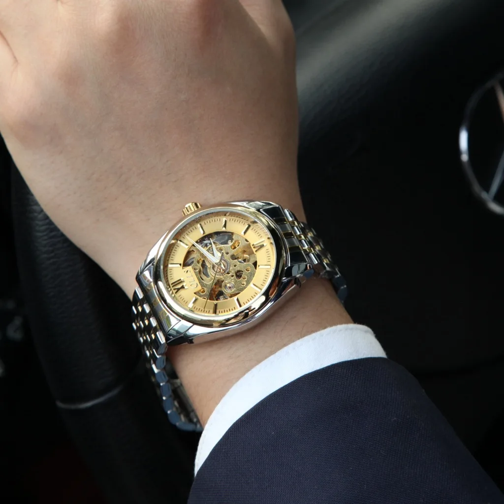 

Chino When Business Hollow out Men Machinery Watch Trainspotter Watch Steel Band Watch