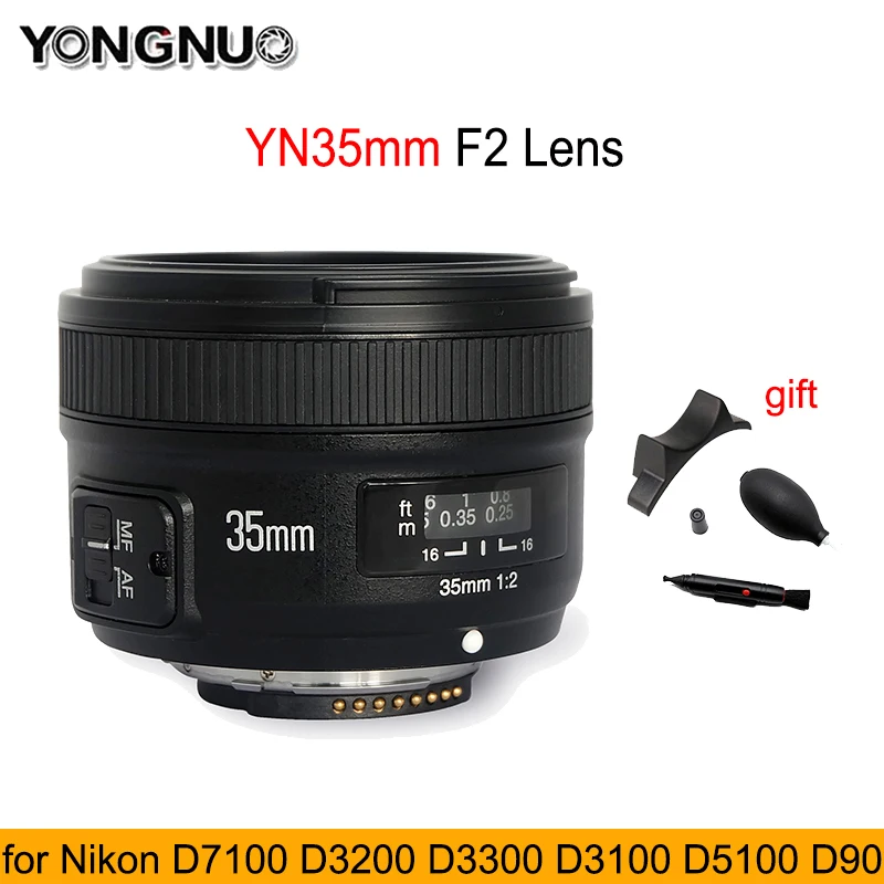 

Объектив YONGNUO YN 35 мм F2.0, широкоугольный объектив с большой апертурой и автофокусом для Nikon F Mount D3200 D3400 D3100 для DLSR-камеры Canon