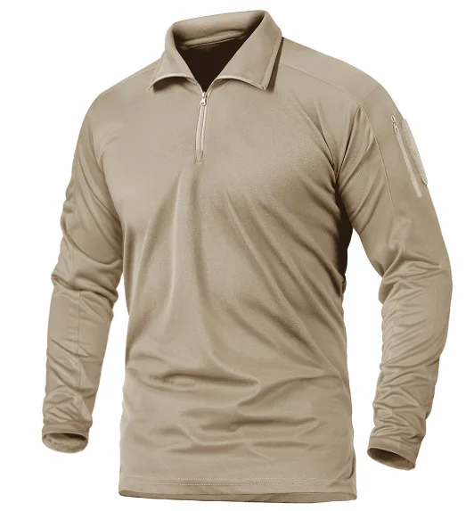 

Men's Tactical Long Sleeve Shirts 1/4 Zipper Collar Hunting Pullover Army Zip Up Hiking Sports Workout T-Shirts Tops