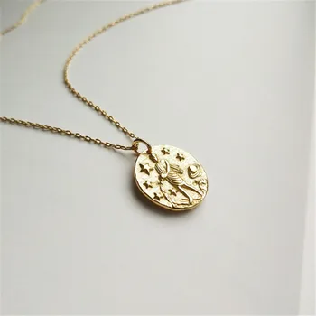 

POFUNUO Real 925 Sterling Silver Aquarius Pendant Necklace For Women Girls Jewelry Gifts Magic Baroque Zodiac Style Chic Chokers