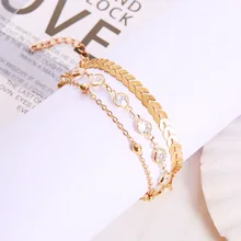 Аксессуары в европейском и американском стиле, летняя мода, сплав, с блестками, многослойный, пляжный стиль, ножной браслет с орнаментом