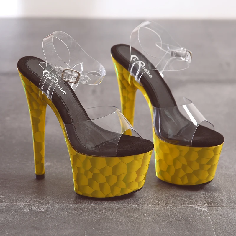 Leecabe/блестящие женские босоножки на платформе с закрытой пяткой 17 см обувь для танцев на шесте обувь на высоком каблуке 7 дюймов вечерние туфли на высоких каблуках