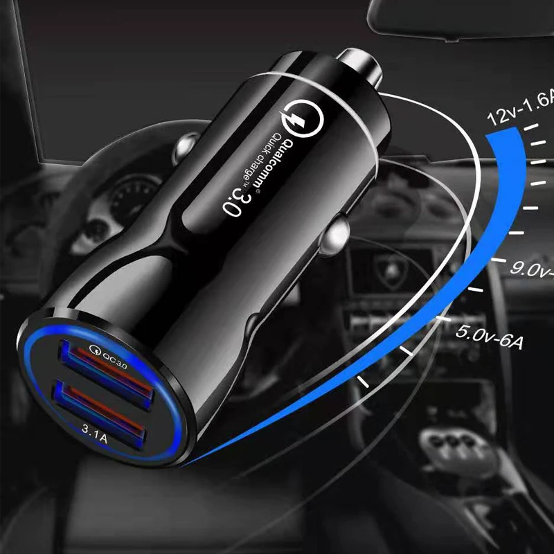 Автомобильное зарядное устройство Quick Charge 3,0 Dual USB быстрая зарядка для iPhone 5S 6s 11 pro max 7 8 samsung a50 a70 Xiaomi 9 мобильный телефон в автомобиле