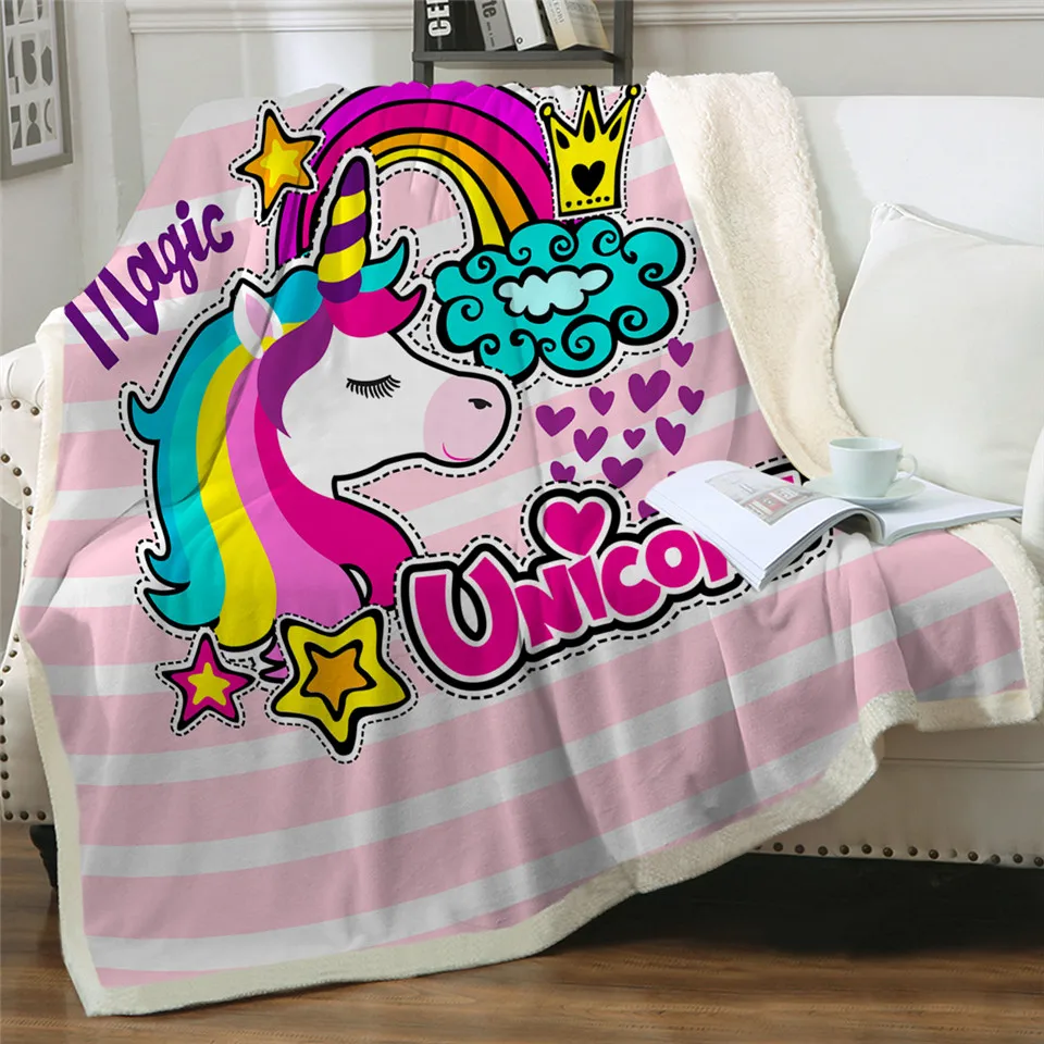 Sweet Dream Rainbow Unicorn Throw Blanket for Kids