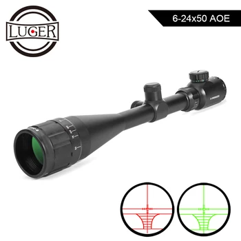 

6-24X50 AOE Tactical Optical Rifle Scope Red and Green Mil-dot Illuminated Sniper Hunting Scopes For Air Gun Airsoft Riflescope