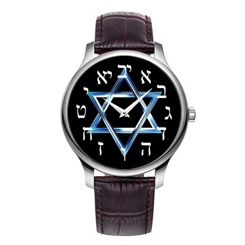 Tanie Nowy męski zegarek izrael judaizm Mogen David hebrajski cyfrowy kwarcowy