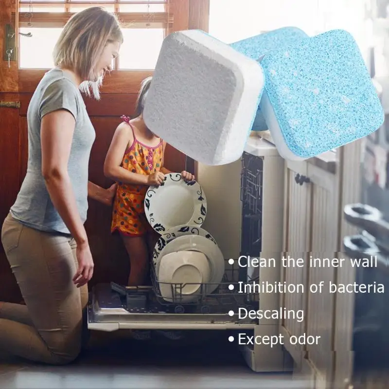 30 шт. двухслойный очиститель для посудомоечной машины, сильное удаление пятен, средство для удаления накипи, два цвета, Чистящие Таблетки, кухонный инструмент
