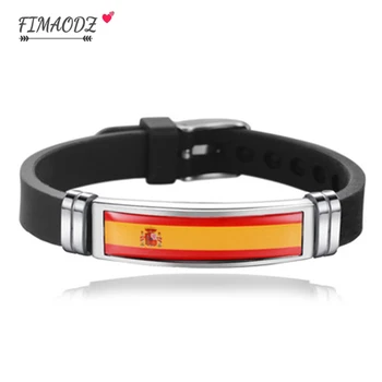 

FIMAODZ USA Spain Flag Bracelet for Men Women Israel Germany Flags Adjustable Silicone Wristband Bangle 2020 Souvenir Gift