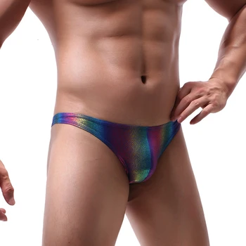 

Sexy Rainbow Stripes Thong Swimwear Gay Men Swim Thong Briefs Pouch Push Up Bikini Swimsuit Beach Surf Swimming Suit Bath Wear