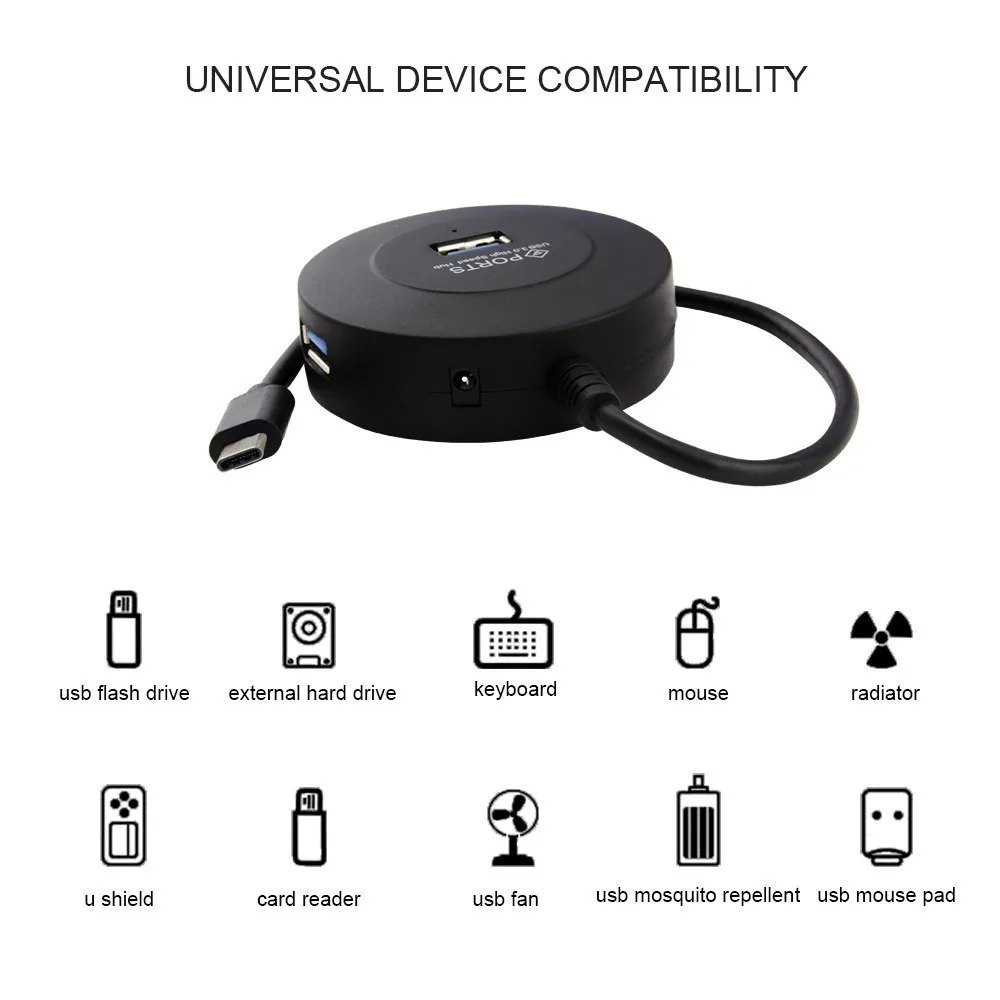4 порта USB C Hub 3,0 type C Hub многопортовый usb-адаптер высокоскоростной с usb-портом, светодиодная индикаторная компьютерная фурнитура для ПК MacBook Pro