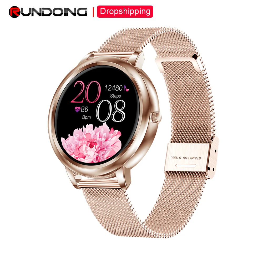 RUNDOING-reloj inteligente MK20 para mujer, pulsera completamente táctil Compatible con Android e IOS, 2020,Varias carátulas para que elijas y personalices con tu foto en la pantalla