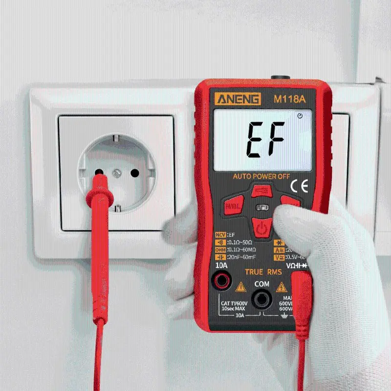 

M118A Digital Multimeter Auto Range True RMS NCV Tester AC DC with Flashlight