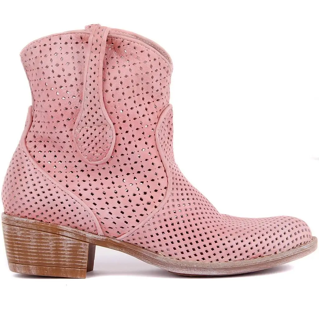 

Sail Lakers-Pink Leather Zipperless Women Summer Boots