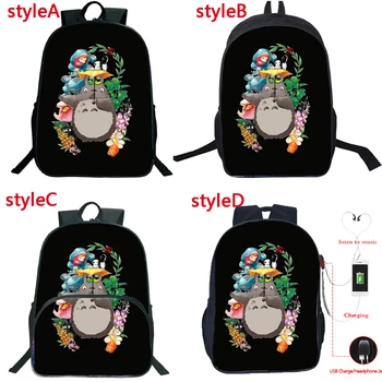 

High Quality 4 Styles Totoro Backpack Teens School Bag Student Ponyo Bookbag Kids Back to School Gift Boys Girls Travel Rucksack