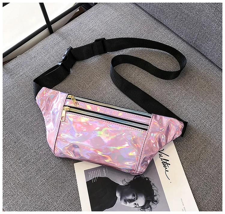 Модная женская розовая поясная сумка, ультратонкая Повседневная лазерная сумка для хранения, чехол для телефона, популярные сумки, популярная Портативная сумка Diagonle