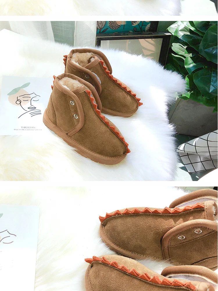 Dolakids зима Pixie динозавр мультфильм детские сапоги из воловьей кожи сапоги для мальчиков и девочек утолщенная обувь с хлопчатобумажными стельками