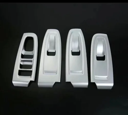 Car ABS Chrome/Carbon Fibre Door Window Glass Panel Armrest Lift Switch Button Trim Frame 4pcs For SUBARU XV - Color Name: abs chrome