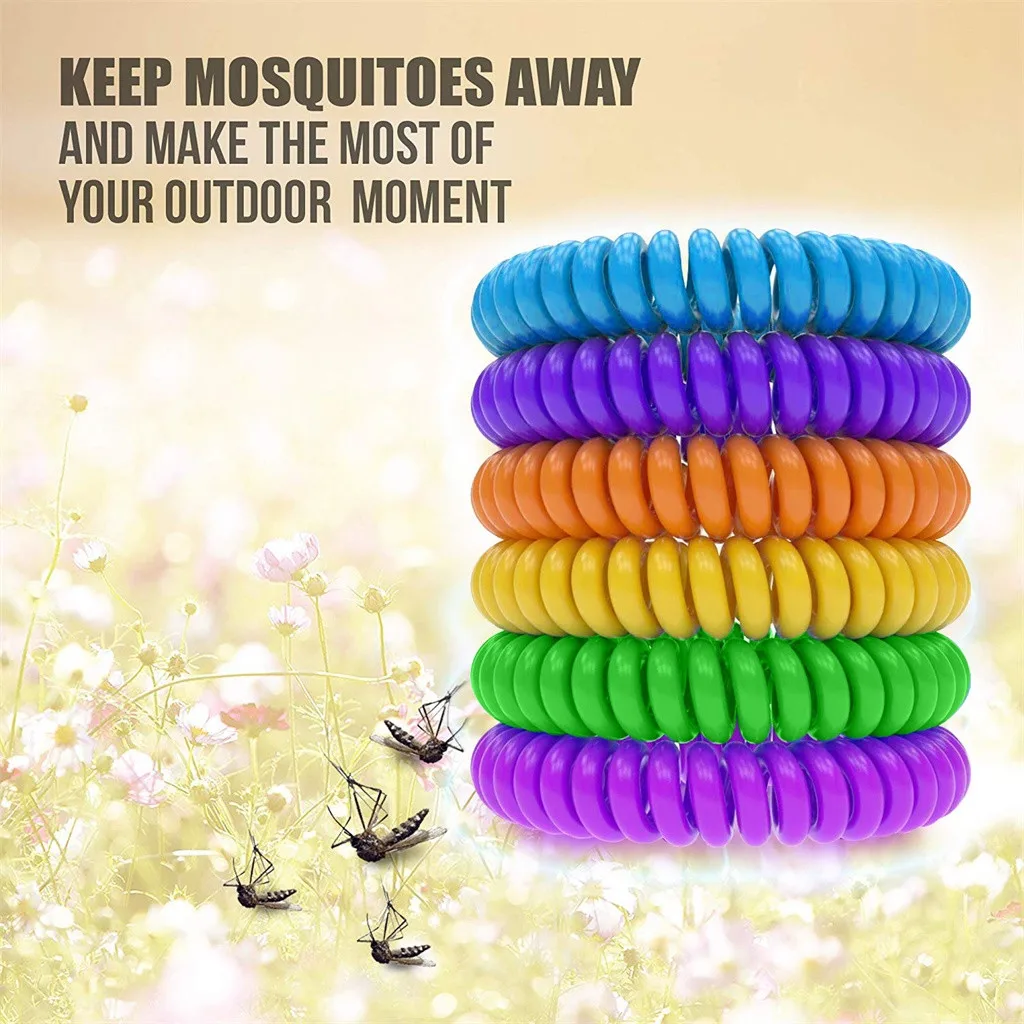 12 PCS Anti Mosquito Insect Bugs Repellent killer Safe for baby Children Repeller Wrist Hair Band Bracelet Camping#T2