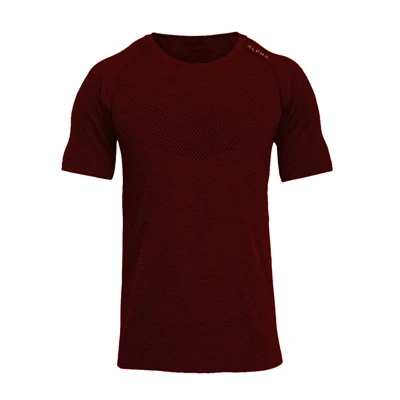short sleeve winered BIAOLUN брендовая мужская компрессионная рубашка для фитнеса, бега, упражнений, модная повседневная однотонная Альфа футболка с длинным рукавом - Цвет: short sleeve winered