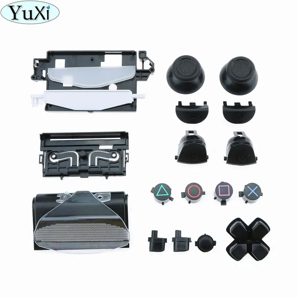 Black YuXi для sony для PS4 Pro тонкий контроллер пластик JDS 040 JDM-040 чехол Передняя Задняя крышка корпус с кнопками мод комплект - Цвет: Black