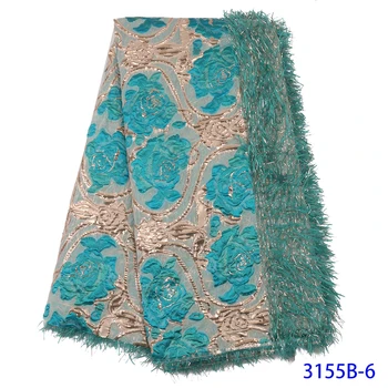 

2019 Latest 5yards High Quality African French Tulle Lace Fabric for Bridal Lace Materials For Evening Dress QF3155B-6