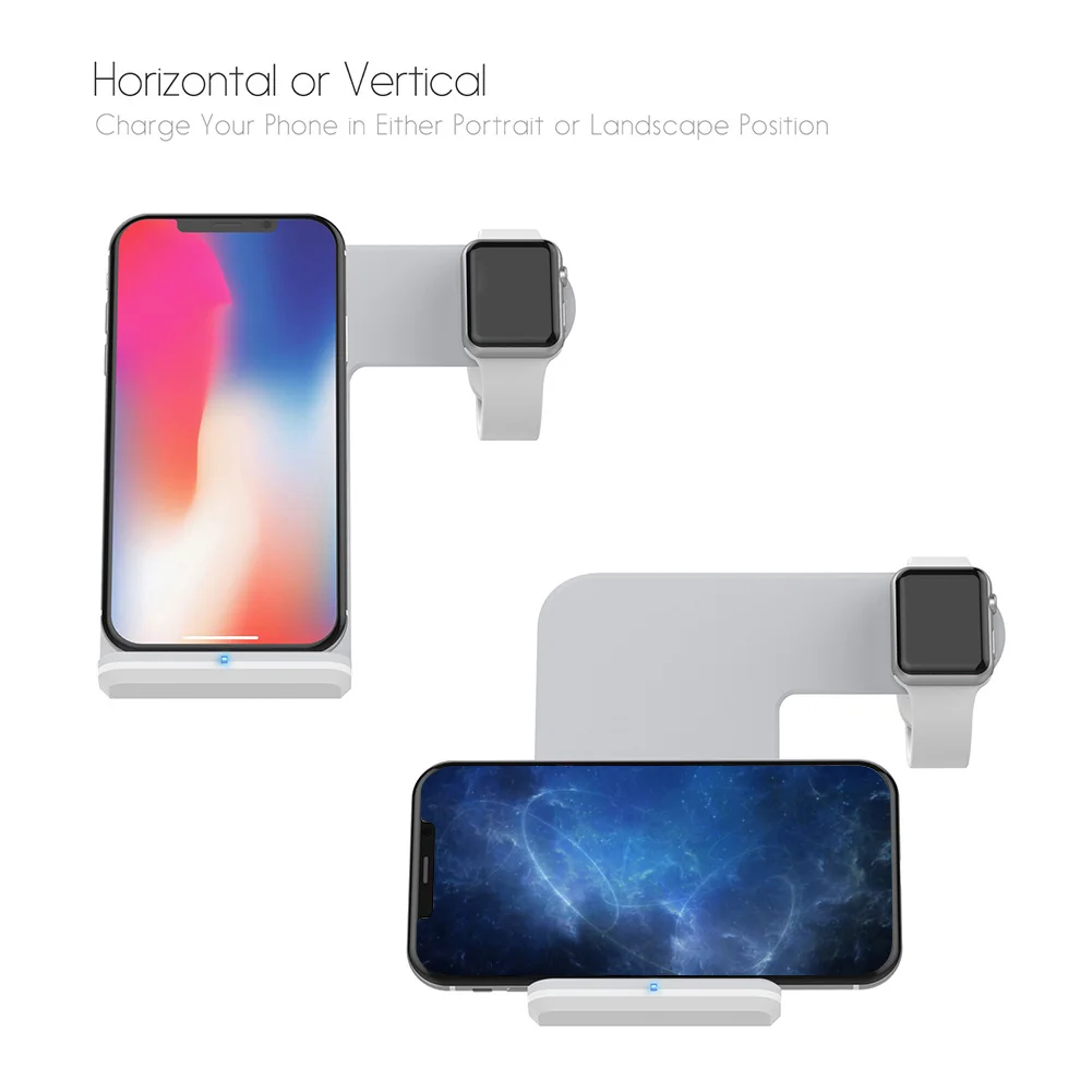 Подставка для зарядки Apple Watch Полезная Быстрая зарядка быстрое зарядное устройство беспроводной 2 в 1 держатель портативный для Ipone X 8