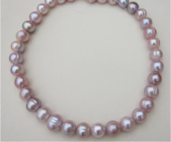 

elegant 11-12mm south sea baroque lavender pearl necklace 18inch 14k