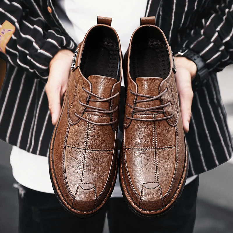 Leather Men's Shoes England New Fashion Business Casual Shoes Wedding