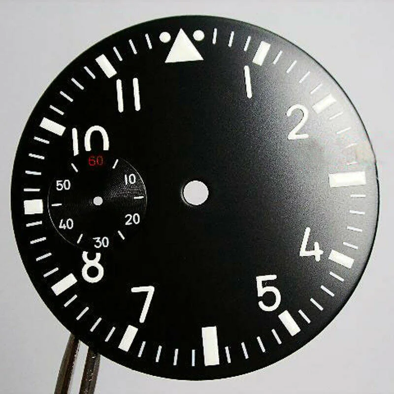 Quadrante Sterile Nero Da 38.9Mm Numeri Arabi Bianchi Adatti Per Le Sostituzioni Delle Parti Dell'Orologio Del Movimento Unitas Eta 6497 St