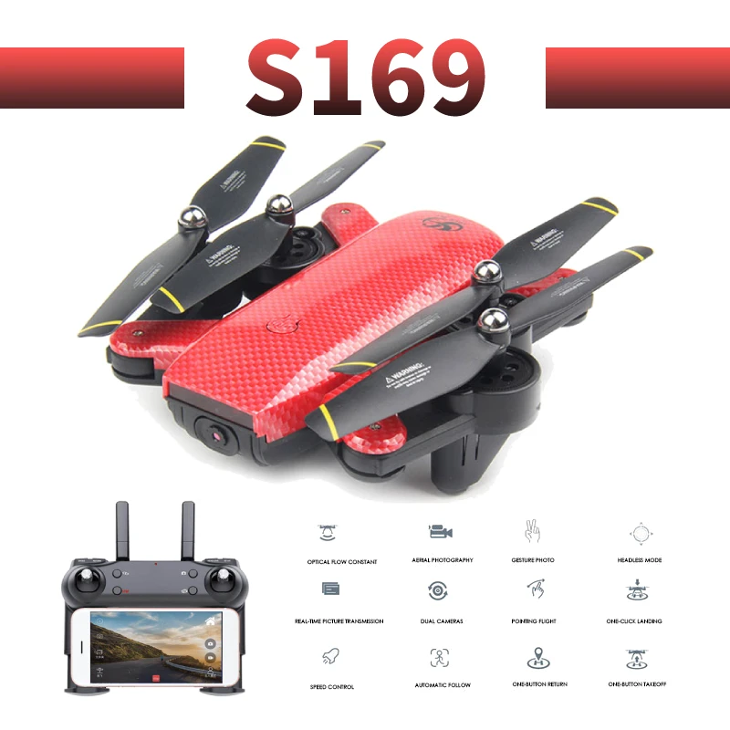 

S169 profissional Optical flow positioning camera drone 4K HD WiFi FPV Brush motor propeller Long Battery air RC dron Quadcopter