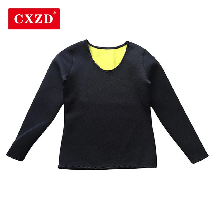 CXZD женский костюм для похудения, сауна, рубашка, блузка с длинным рукавом, для тренировок, неопрен, для фитнеса, топ, для похудения